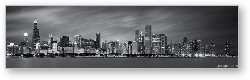 License: Chicago Skyline At Night Black And White Panoramic