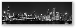 License: Chicago Skyline at Night Black and White Panoramic