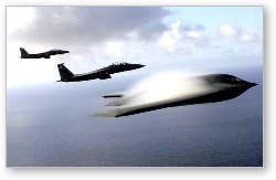 License: B2- Spirit and F-15 Strike Eagles in formation