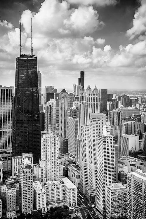 John Hancock Building in the Gold Coast Black and White