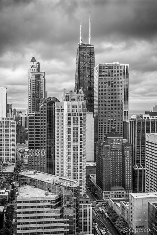 Streeterville From Above Black and White Photograph by