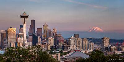 Seattle Skyline and Mt. Rainier Panoramic