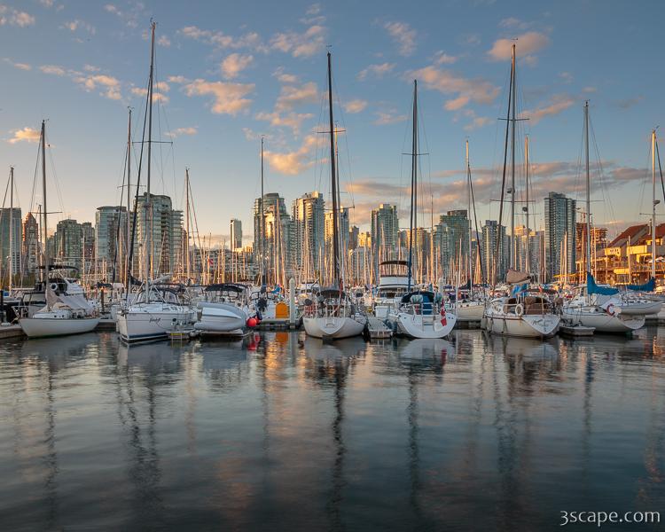 Vancouver Skyline and Sailboats at Dusk