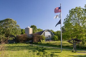 Volo Bog Visitor Center with Flags