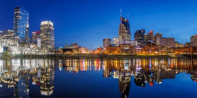 Nashville Skyline Reflection Panoramic