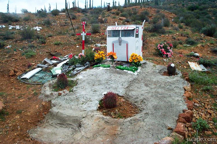 Memorials like this were also common along Mexico's highways