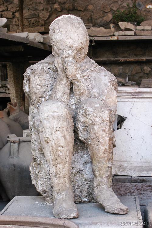  Plaster  cast of body  as it was when Pompeii was covered in 