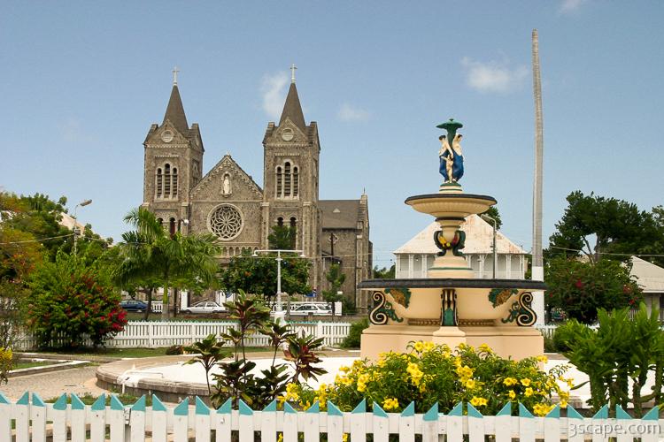 Catholic church and Independence Square, Basseterre