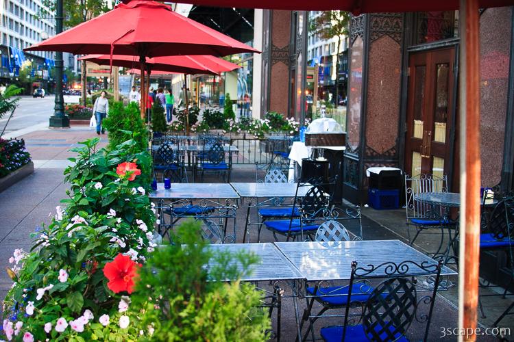 One of many downtown restaurants with outdoor seating Photograph by