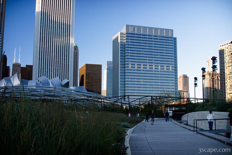 Lurie Garden, and pavillion in the background