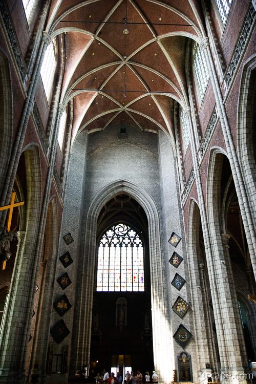 Towering arch ceiling in St Bavo Cathedral