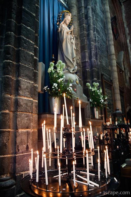 Candles lit for the Virgin Mary