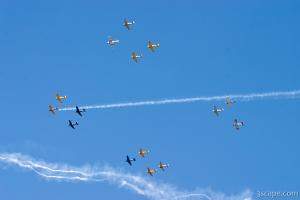Warbirds flying in formation