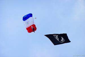 Parachuting with the POW/MIA flag