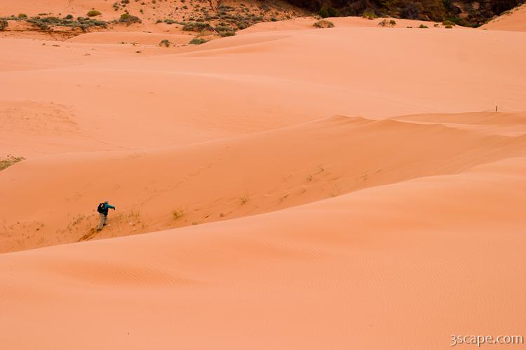 Photographer hiking the dunes