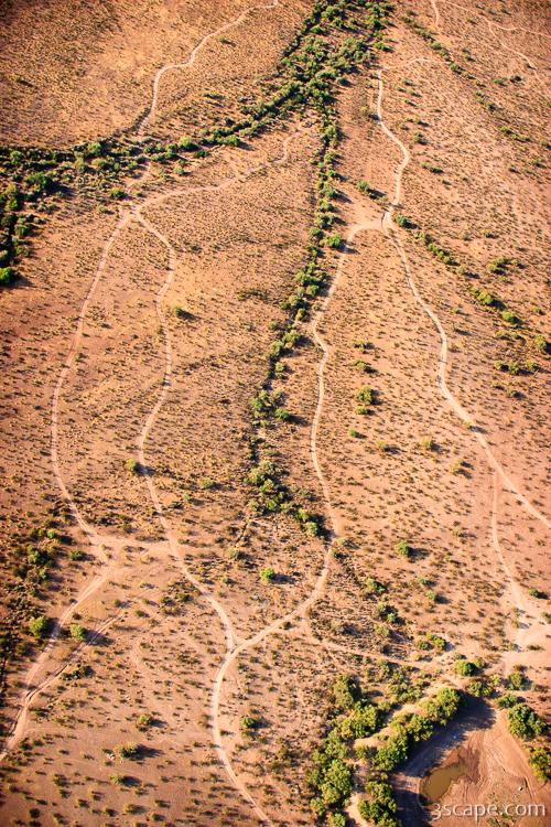 Aerial photo of Jeep trails in the desert