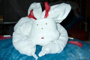 Bunny made from hand towels