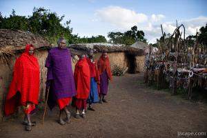 Massai men in their village