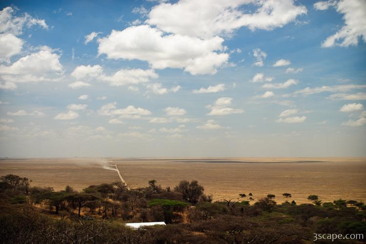 The long dusty road leading into Serengeti National Park