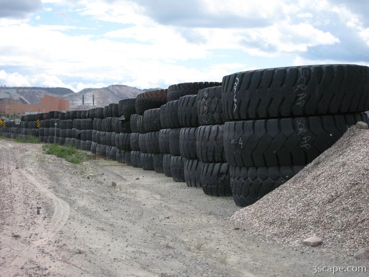 Huge truck tires from mining operation