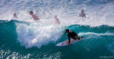Surfer taking a wave near Honolua