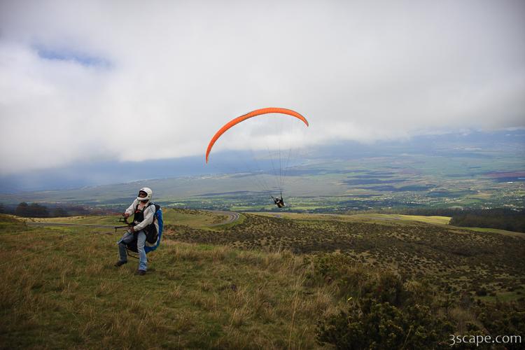 Paragliders taking off from Haleakala