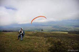 Paragliders taking off from Haleakala