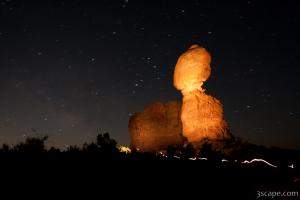 Painting with light - Balanced Rock in Arches National Park