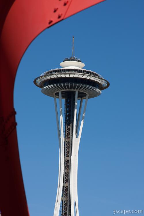 Space Needle under the Eagle sculpture, Olympic Sculpture Park ...