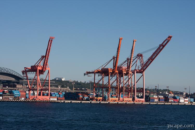 Huge ship cranes in Port of Seattle