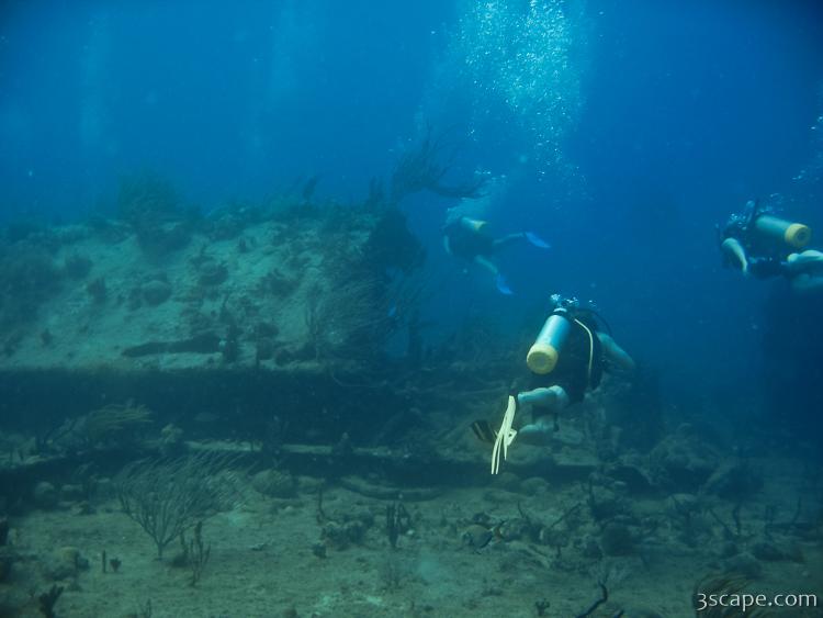 Divers around the wreck