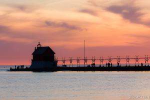 Pastel Sunset over Grand Haven Lighthouse