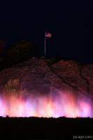 Musical Fountain and American flag