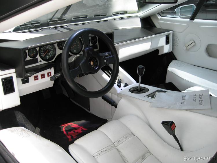 Vintage white Lamborghini interior