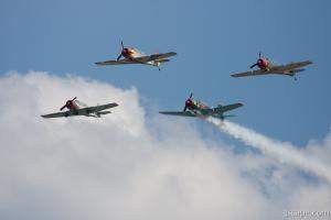 Red Star Aerobatic Team in Russian Yak-52 aircraft