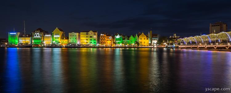 Willemstad and Queen Emma Bridge at Night
