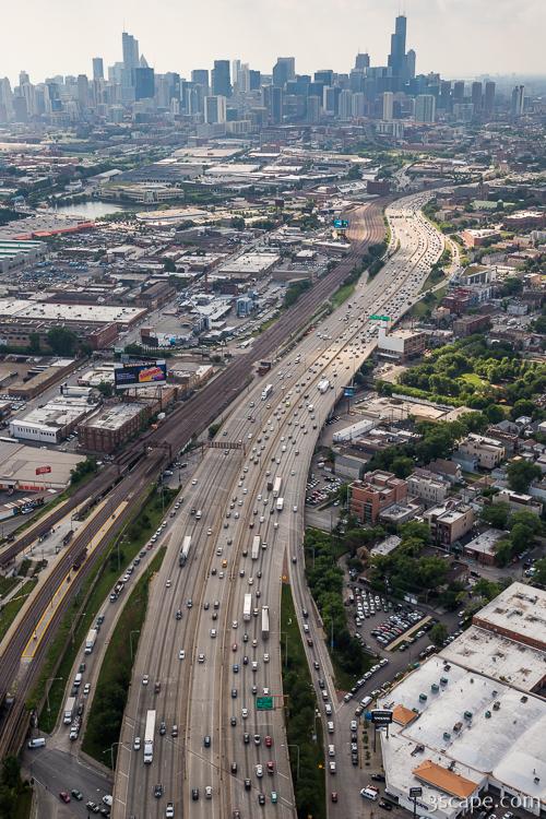 Kennedy Expressway and Chicago Skyline Photograph by Adam Romanowicz