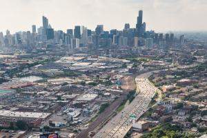 Kennedy Expressway and Chicago Skyline