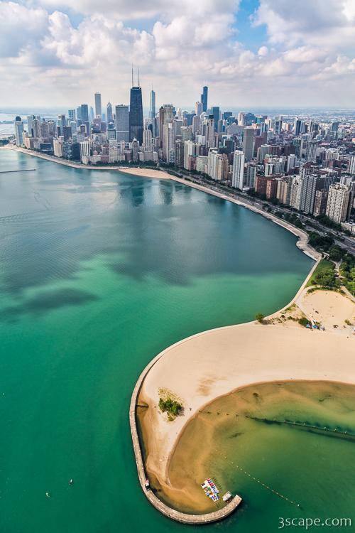 North Avenue Beach Chicago Aerial Photograph by Adam