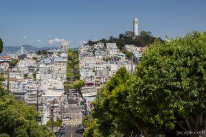 Lombard Street and Coit Tower on Telegraph Hill