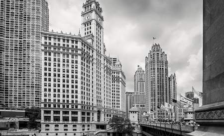 Wrigley Building Chicago Black and White Framed Print