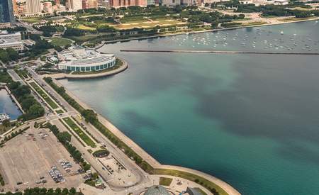 Adler Planetarium, Shedd, and Chicago Skyline Framed Print
