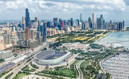 Soldier Field and Chicago Skyline Framed Print