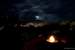 Next Image: Night shot of camp site with illuminated canyon walls