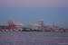 Next Image: Port of Seattle with Mount Rainier at dusk