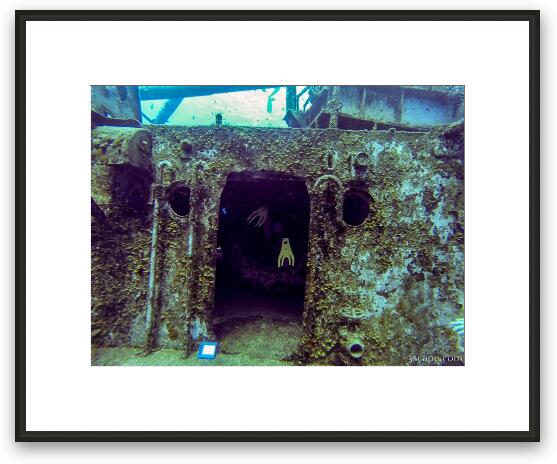 Swimming into the recompression chamber Framed Fine Art Print