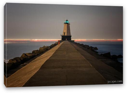 Ludington North Breakwater Lighthouse at Night Fine Art Canvas Print
