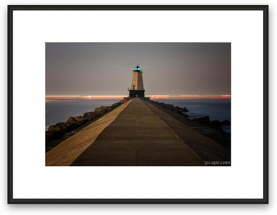 Ludington North Breakwater Lighthouse at Night Framed Fine Art Print