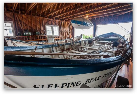 Boats at Sleeping Bear Point Life-Saving Station Fine Art Metal Print
