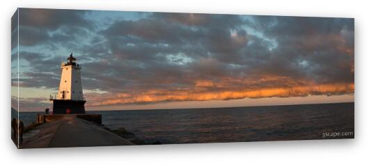 Ludington North Breakwater Light Sunrise Panoramic Fine Art Canvas Print